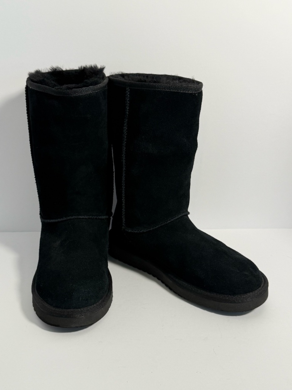 Koolaburra by UGG Koola Tall Black Suede Sheepskin Fur Winter Boots Women's Sz7